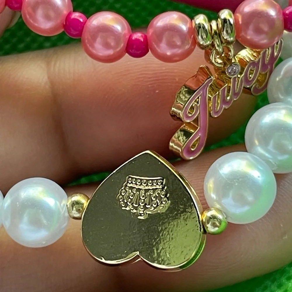 Juicy Couture bracelet,Juicy Couture Kids Pink and White Beaded Bracelets